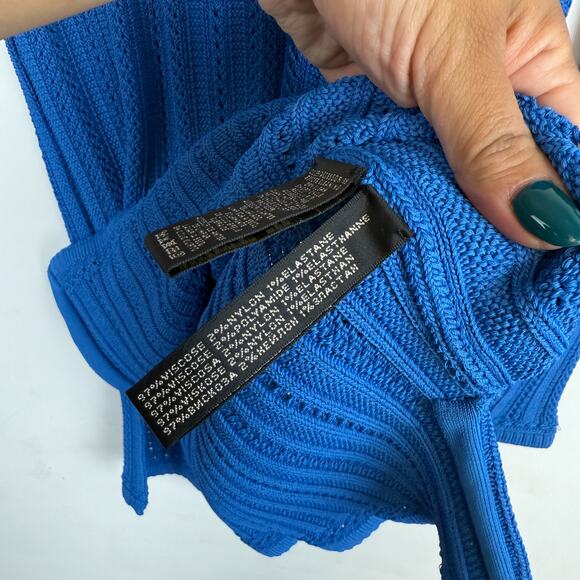 Ralph Lauren Black Label Knit Front Lace-Up Tunic Sweater Blue - Size S - Picture 5 of 9